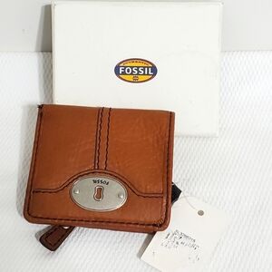 Fossil Brown Leather Billfold Wallet NEW